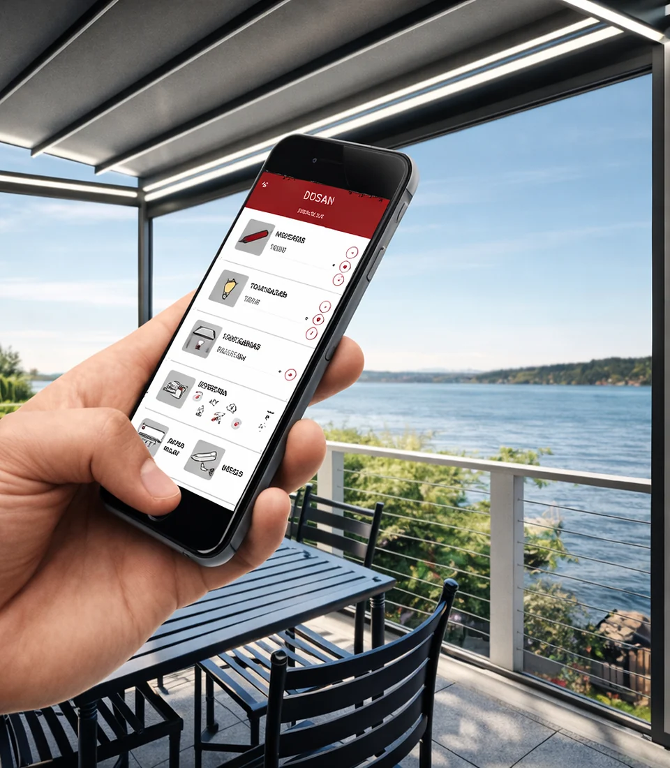 Control de accesorios inteligentes desde la app en terraza exterior