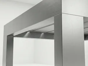 Detalle del ensamble en aluminio estructural de una mesa auxiliar de la Colección Francia