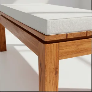 Detalle del ensamble en madera teca de la Banca Normandía