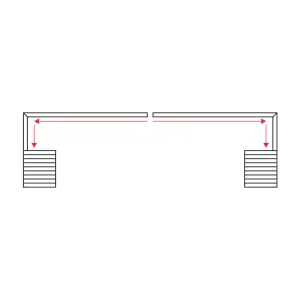 Diagrama en planta del cerramiento FlexiGlass en U sobre los tres frentes de una terraza