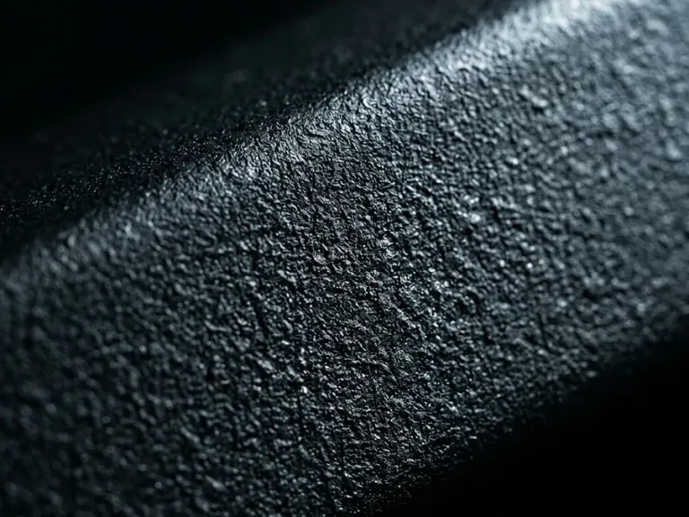 Detalle del acabado en pintura epóxica texturizada de un perfil de acero para exteriores