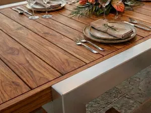 Detalle del mecanismo extensible de la Mesa Osaka Aluteca