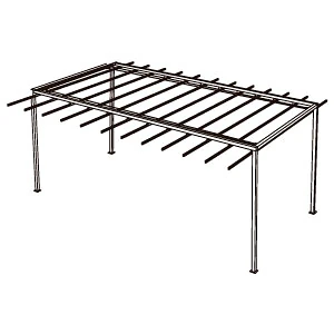 Esquema de instalación de pérgola PergoFlex tipo gazebo, autoportante sobre cuatro postes