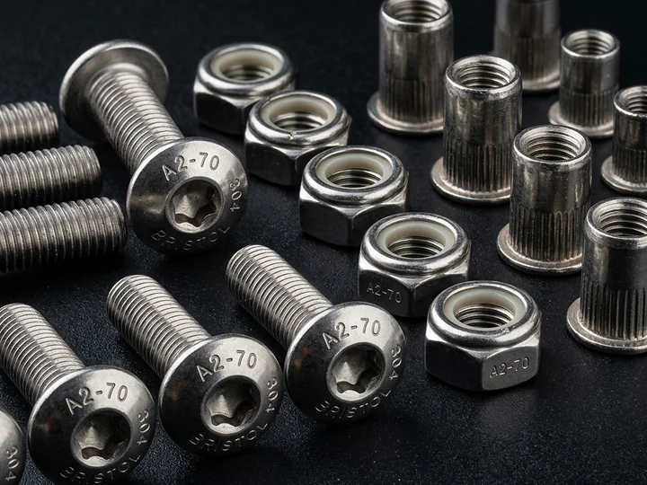 Tornillería y tuercas de acero inoxidable A2-70 con la marca de calidad grabada en la cabeza