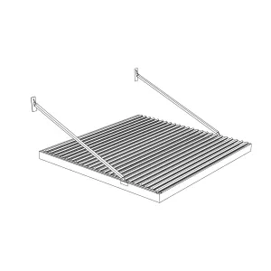 Esquema de instalación de pérgola PergoLam de lamas suspendida de la pared con tensores