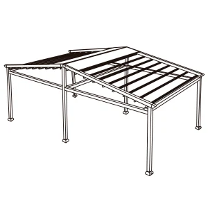 Esquema de instalación de pérgola PergoTek gazebo a dos aguas, sobre seis postes