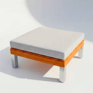 Pouf Montecarlo Aluteca, vista lateral sobre fondo de estudio