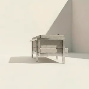 Sofá Montecarlo Aluminio, vista lateral sobre fondo blanco de estudio
