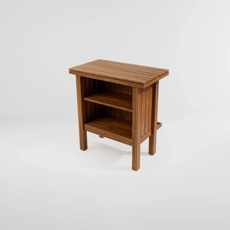 Bar Montecarlo en madera teca, Colección Francia: vista completa en estudio