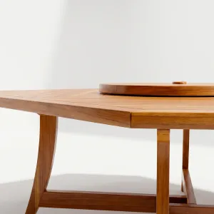 Mesa Tukan octogonal en madera teca, Colección Amazonas: detalle del acabado