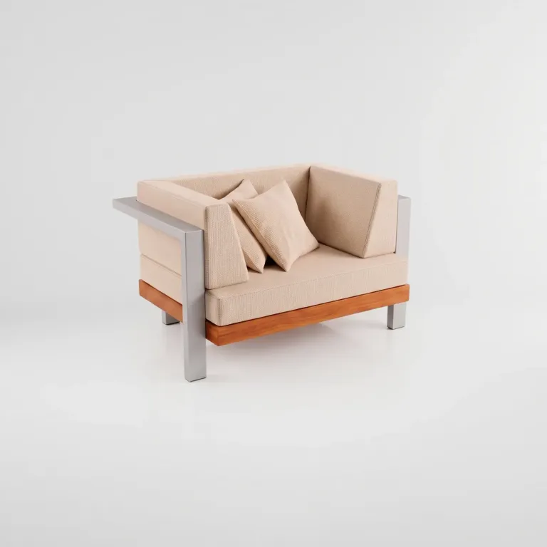 Poltrona Montecarlo Aluteca, Colección Francia: vista completa en estudio