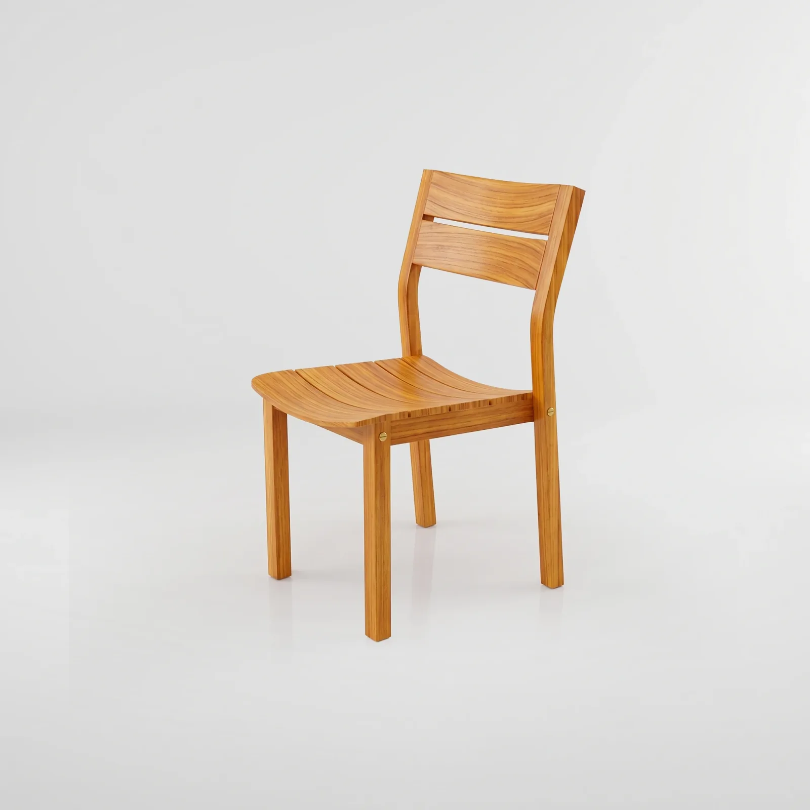 Silla Bretaña Teca sin Brazo, Colección Francia: vista completa en estudio