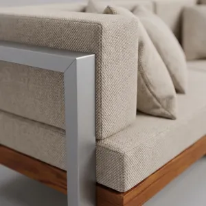 Sofá Montecarlo Aluteca, Colección Francia: detalle del acabado